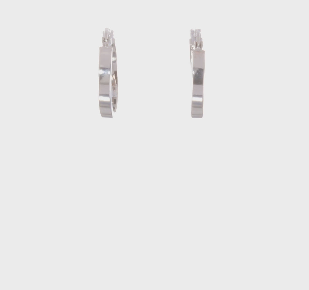 14k White Gold Polished Hoop Earrings