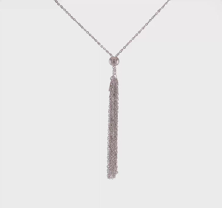 Silver Polished Adjustable Tassle Necklace