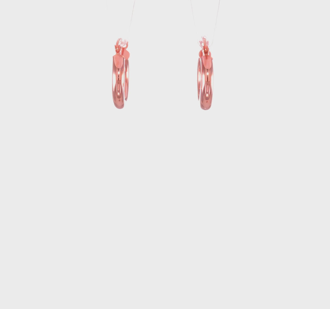 10K Rose Gold Polished Finish Hoop Earrings