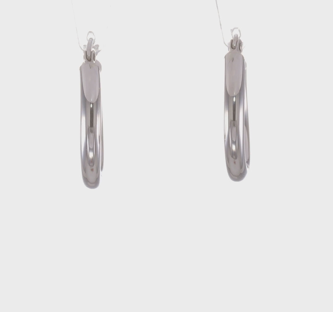 10kt White Gold Polished Hinged Hoop Earrings