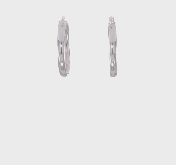 10k White Gold Polished Finish Hoop Earrings