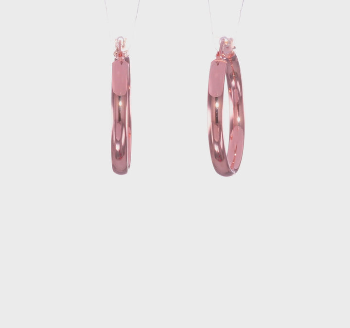 10k Rose Gold Polished Finish Hoop Earrings