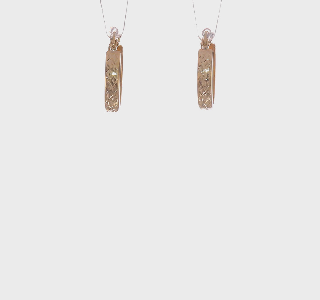 10k Yellow Gold Polished Square Tube Hoop Earrings