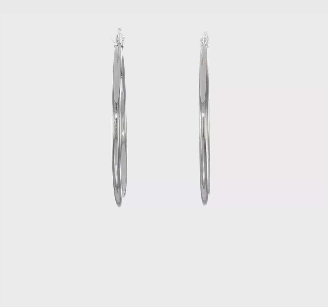 10k White Gold Polished 2MM Round Hoop Earrings