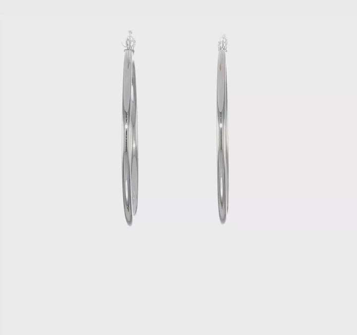 10k White Gold Polished 2MM Round Hoop Earrings