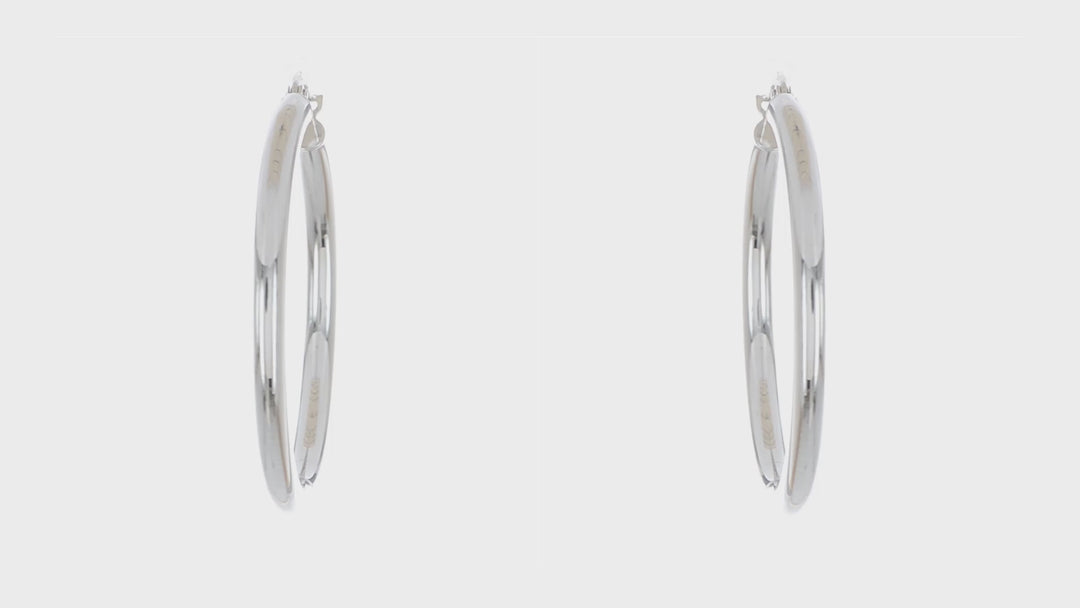 10kt White Gold Polished Hinged Hoop Earrings