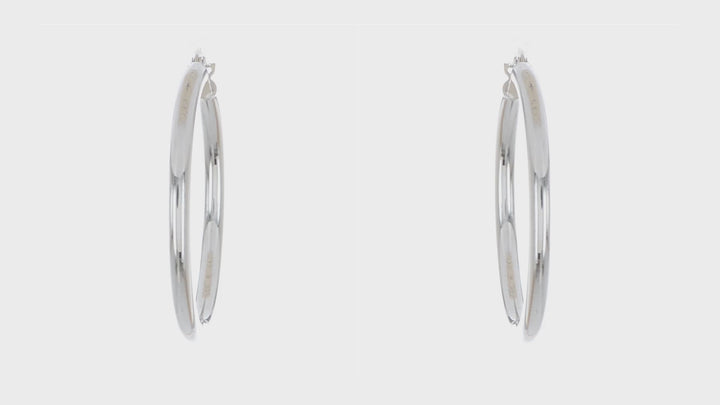 10kt White Gold Polished Hinged Hoop Earrings