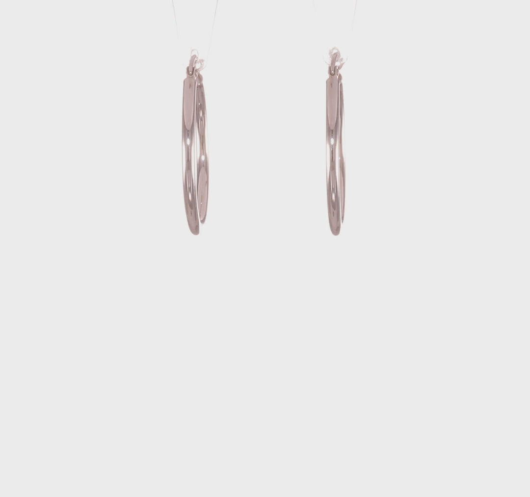 10kt White Gold Polished Hinged Hoop Earrings