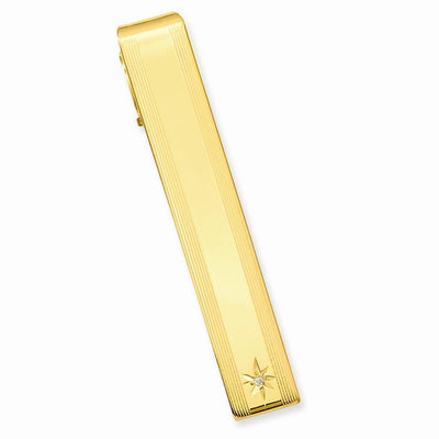 Gold Plated .01 Carat Diamond Tie Bar