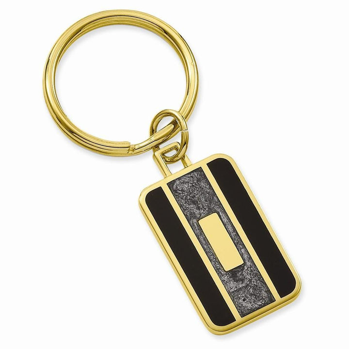 Gold Plated Black Grey Colored Key Ring