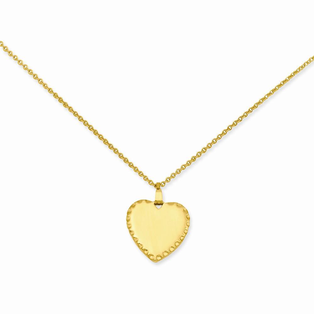 Gold Plated Engraveable Heart Disc Necklace