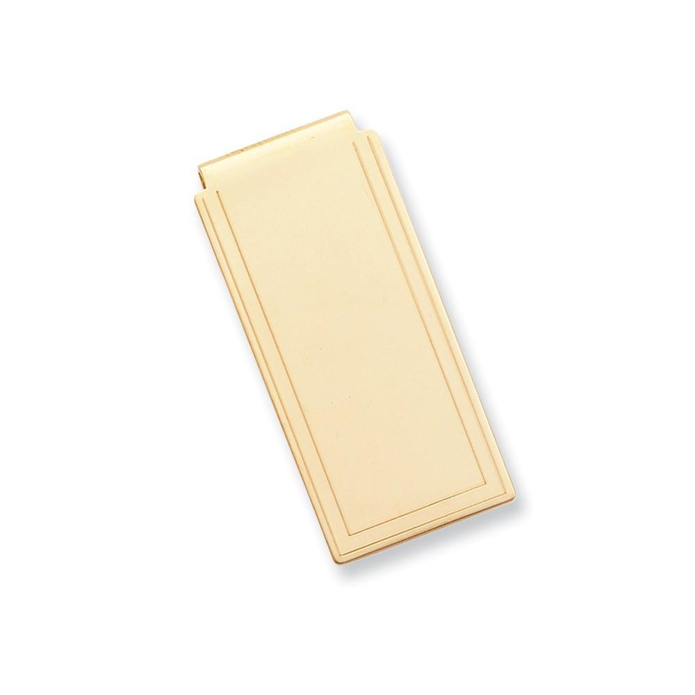 Gold Plated Engraved Edge Plain Hinged Money Clip