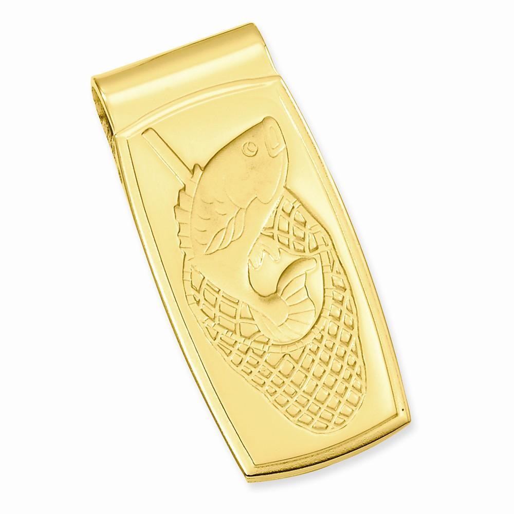 Gold Plated Fish in Net Hinged Money Clip