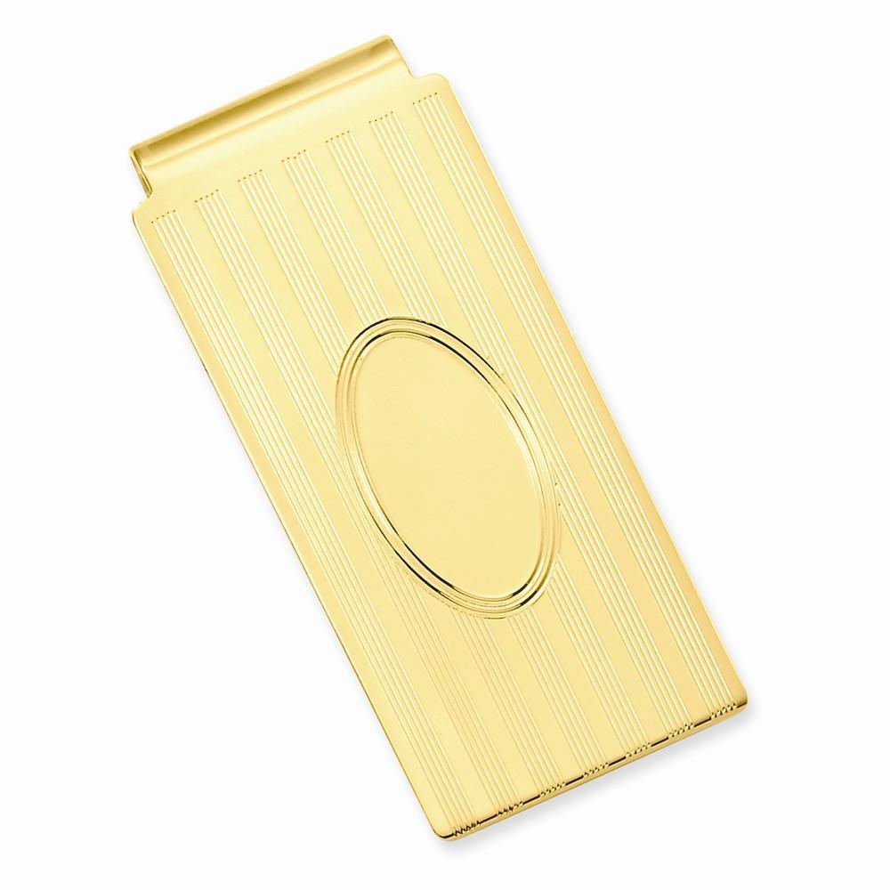 Gold Plated Horizontal Lines Hinged Money Clip