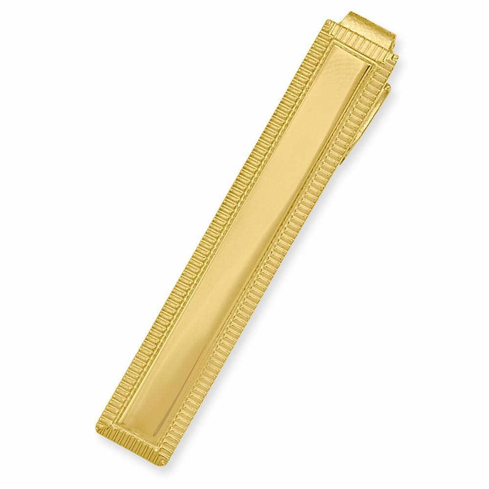Gold Plated Lined Edge Tie Bar
