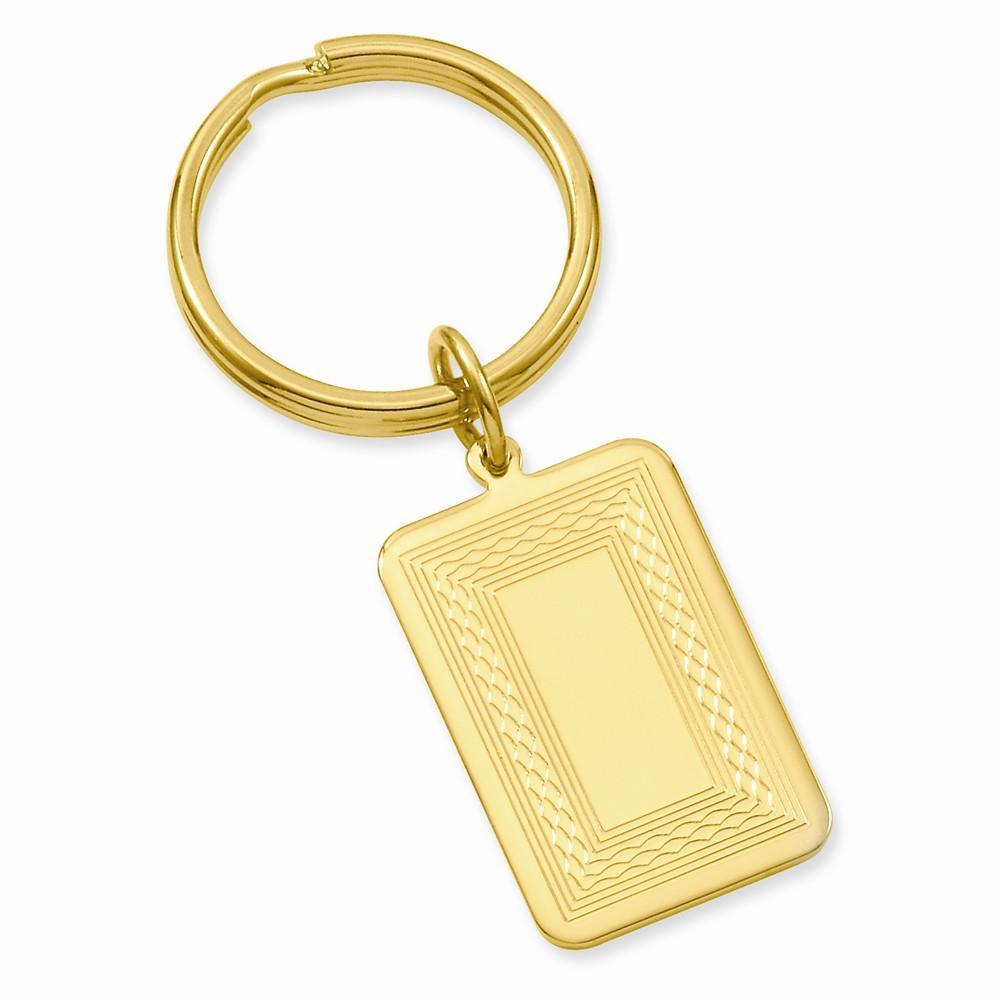 Gold Plated Patterned Border Key Ring