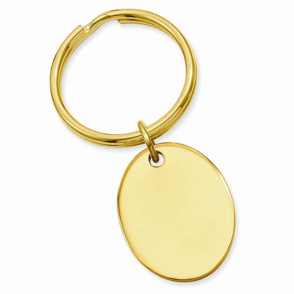 Gold Plated Polished Oval Key Ring