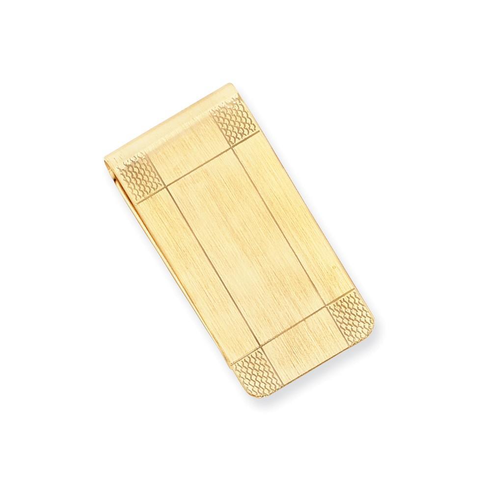 Gold Plated Satin Patterned Corner Money Clip