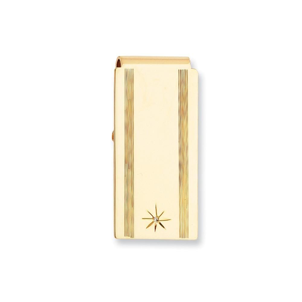 Gold Plated Star Cut Diamond Hinged Money Clip