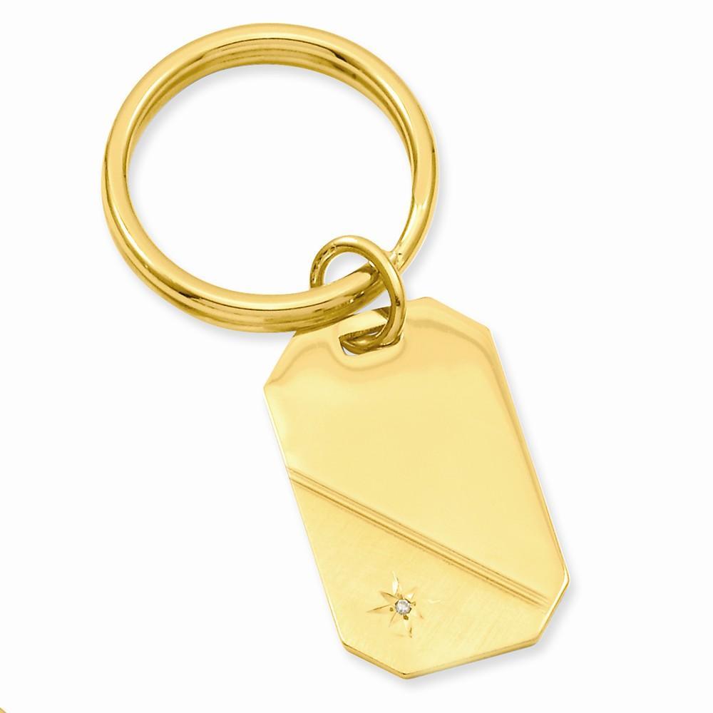 Gold Plated Star Cut Diamond Key Ring