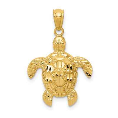 14k Yellow Gold Casted Solid Polished Finish Diamond-cut Men's Sea Turtle Charm Pendant at $ 105.18 only from Jewelryshopping.com