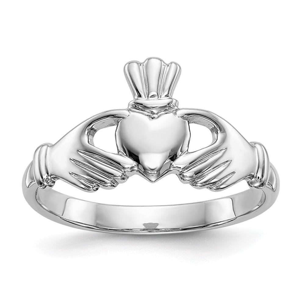 Ladies 14kt white gold claddagh ring