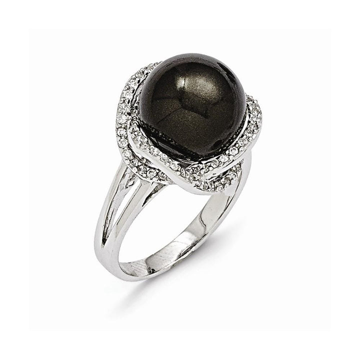 Majestik Black Shell Pearl Cubic Zirconia Ring