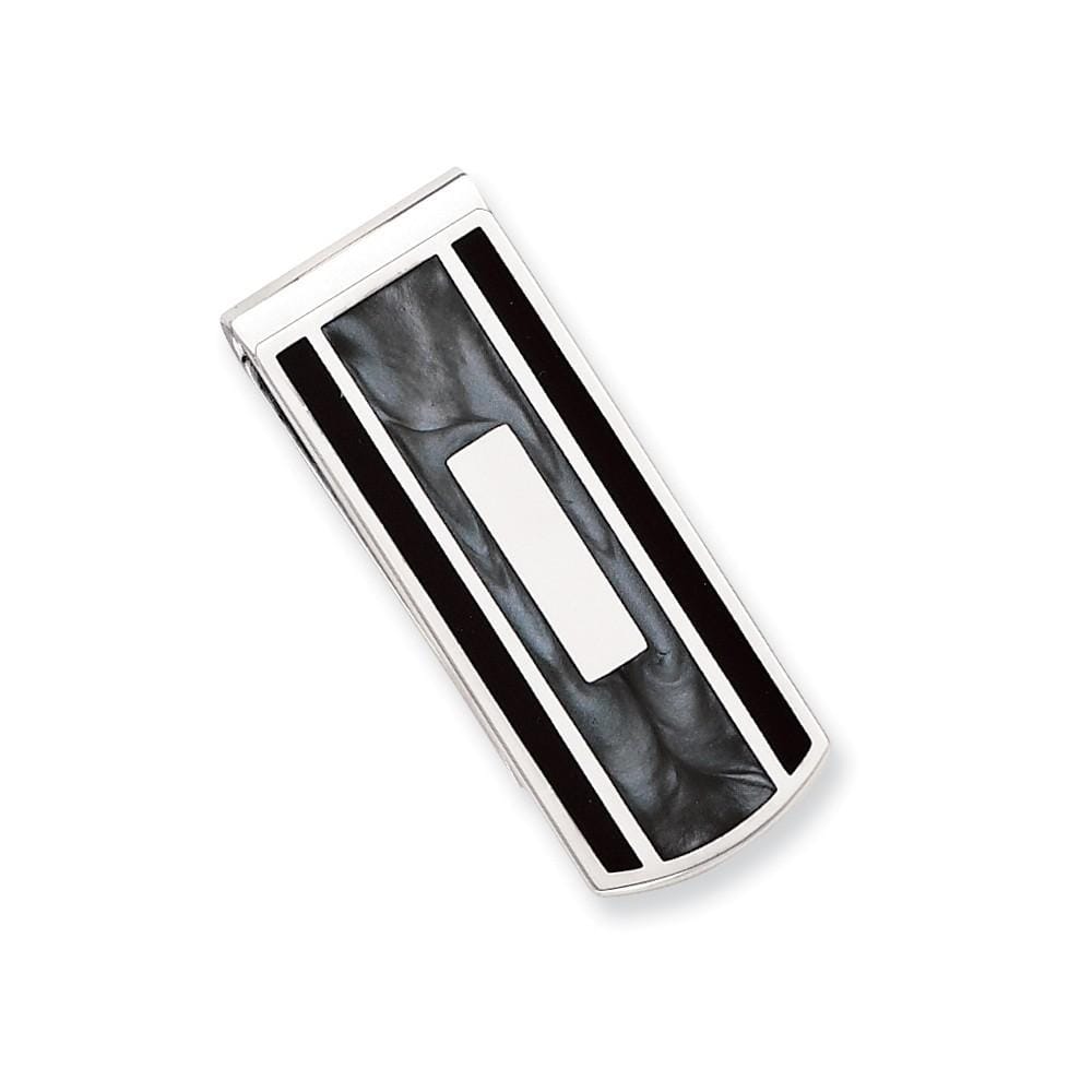 Rhodium Plated Black Grey Colored Money Clip