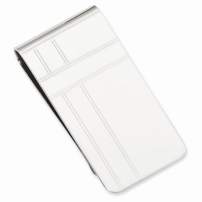 Rhodium Plated Criss Cross Engravable Money Clip at $ 48.84 only from Jewelryshopping.com