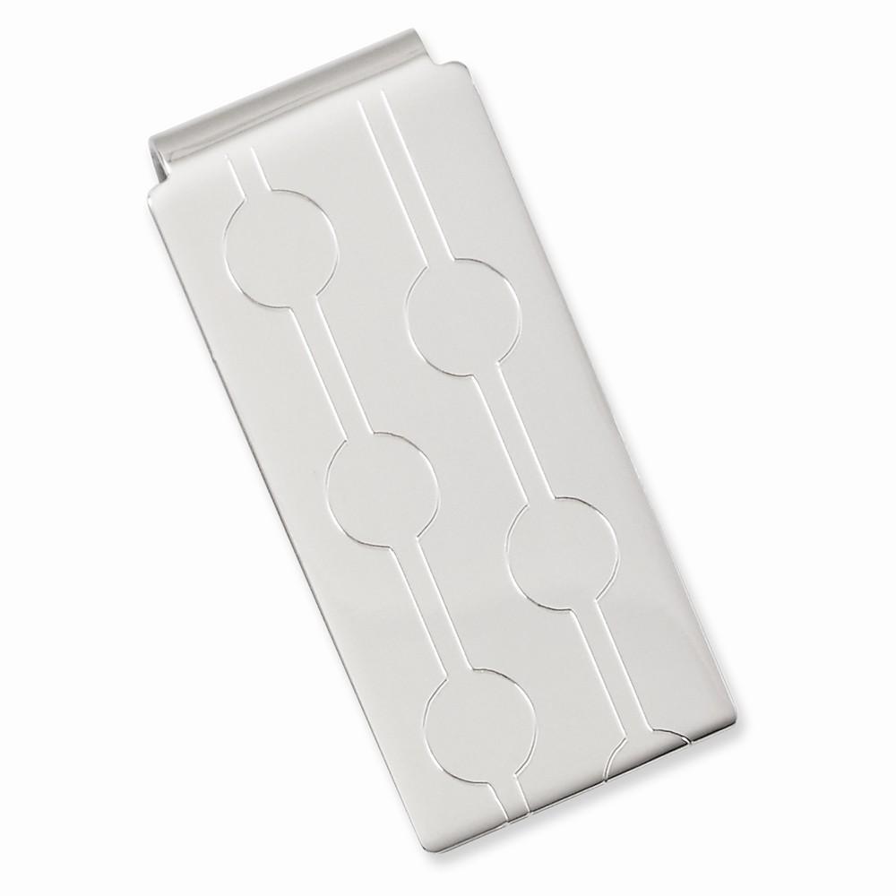 Rhodium Plated Engravable Hinged Money Clip