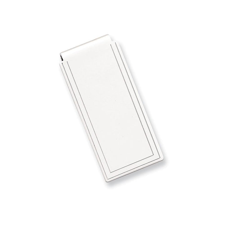 Rhodium Plated Engraved Edge Plain Money Clip