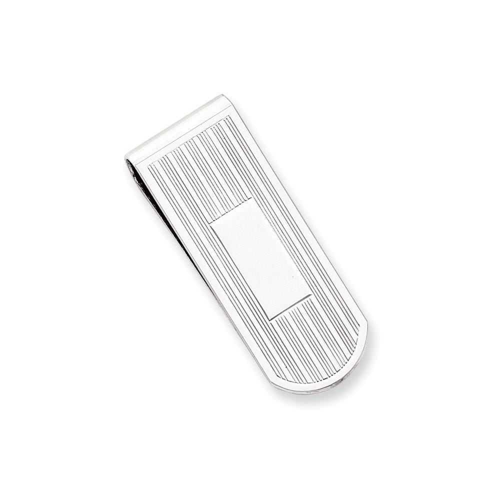 Rhodium Plated Etched Lines Money Clip