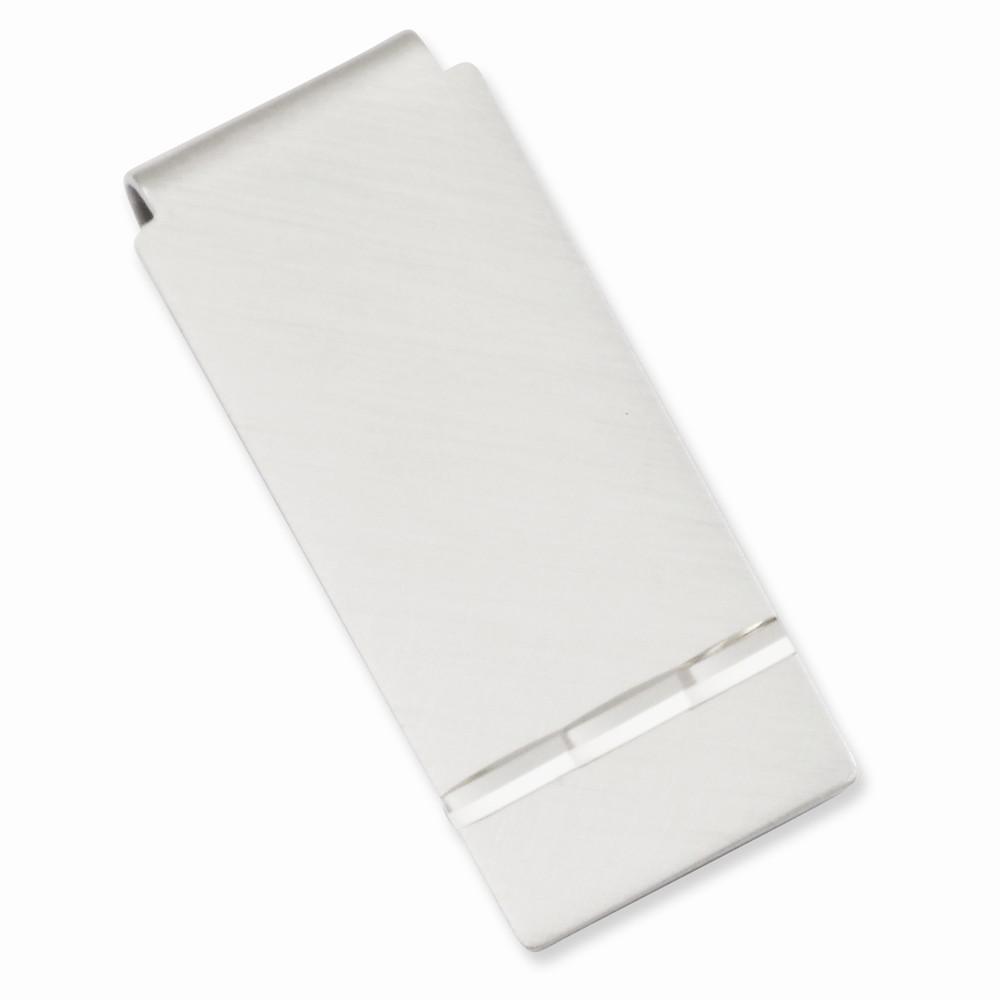 Rhodium Plated Florentined Satin Hinged Money Clip