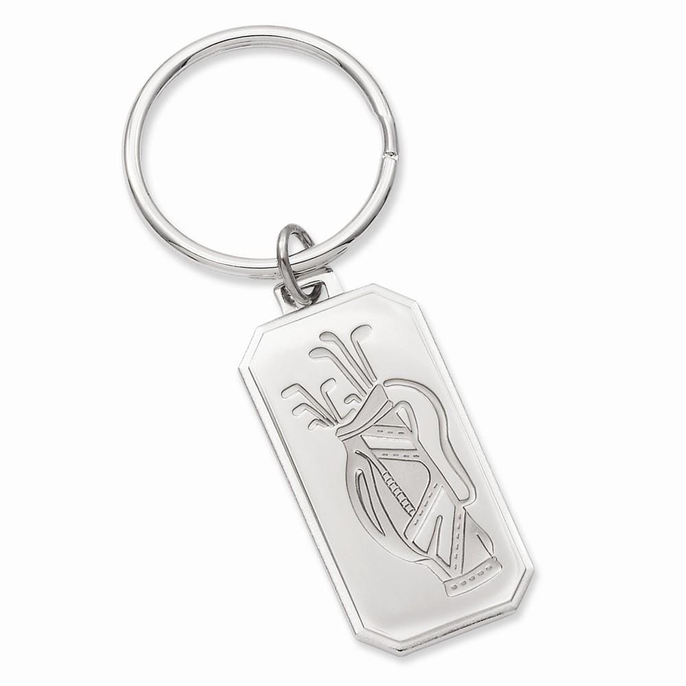 Rhodium Plated Golf Bag Key Ring