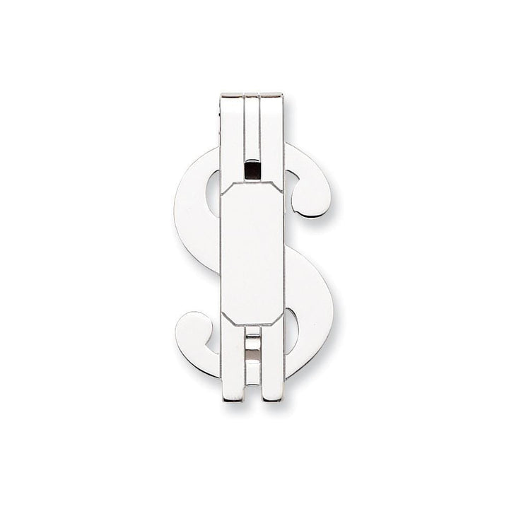 Rhodium Plated Polished Dollar Sign Money Clip