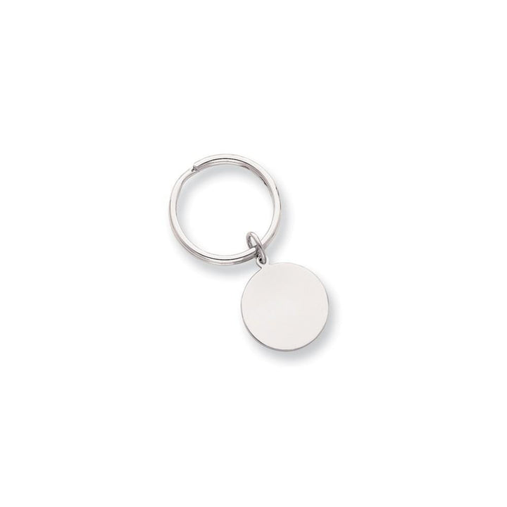 Rhodium Plated Polished Round Key Ring