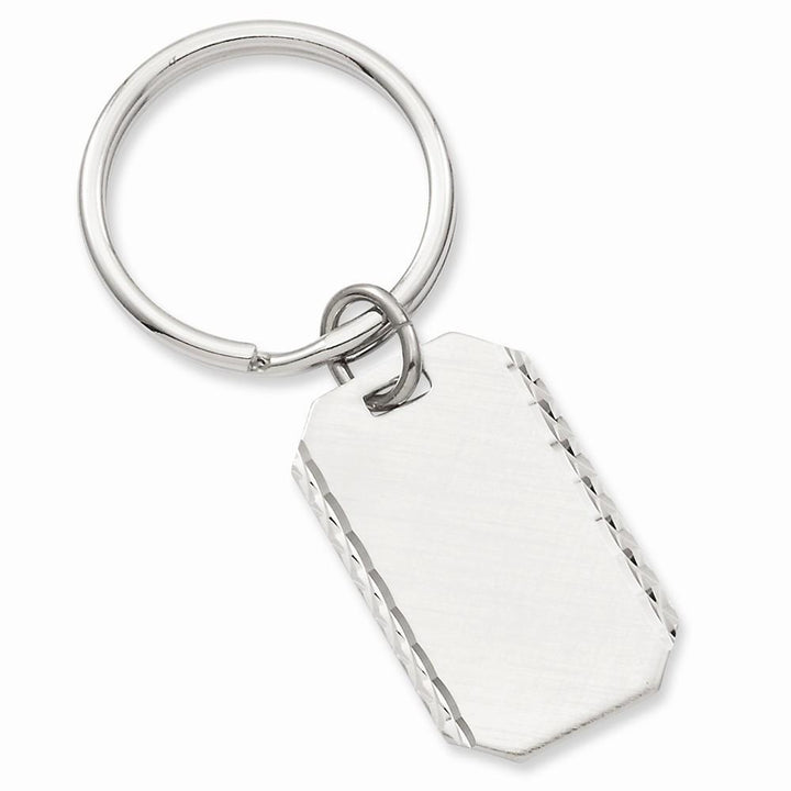 Rhodium Plated Swiss Cut Edge Key Ring