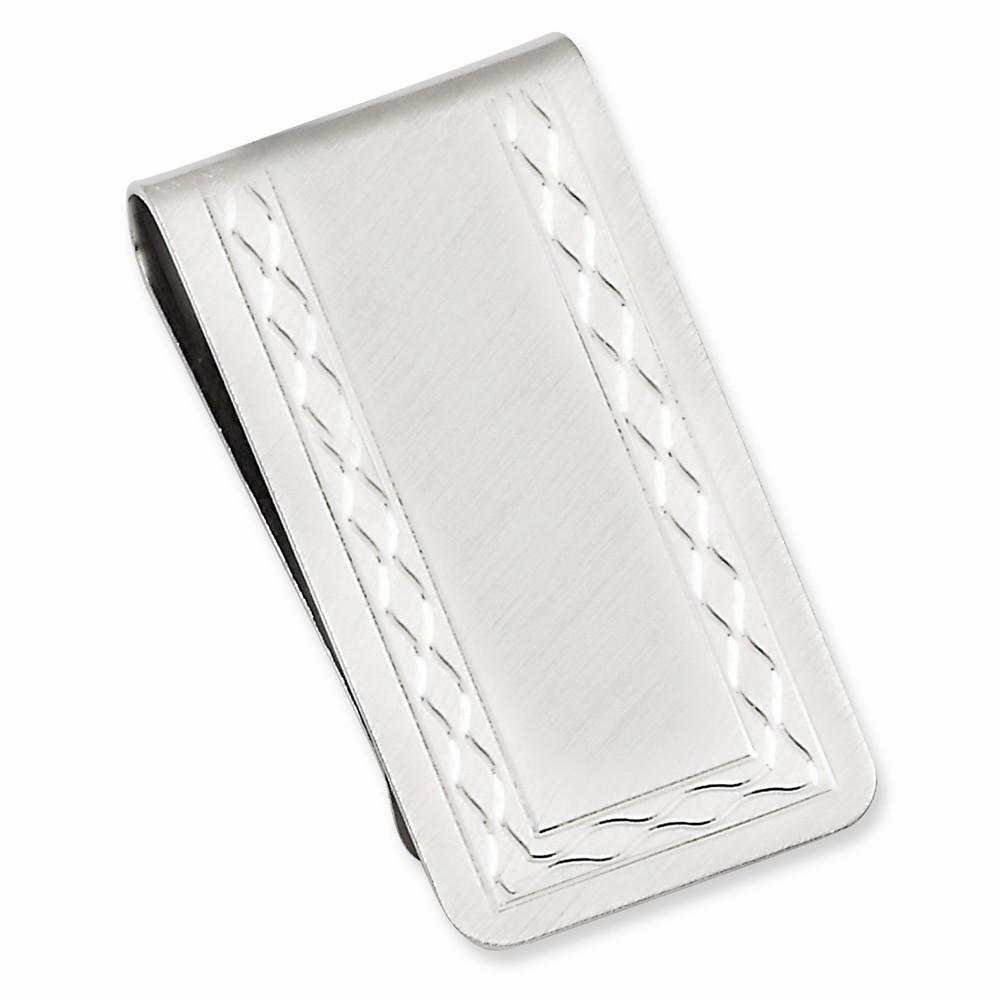 Rhodium Plated with Engravable Area Money Clip