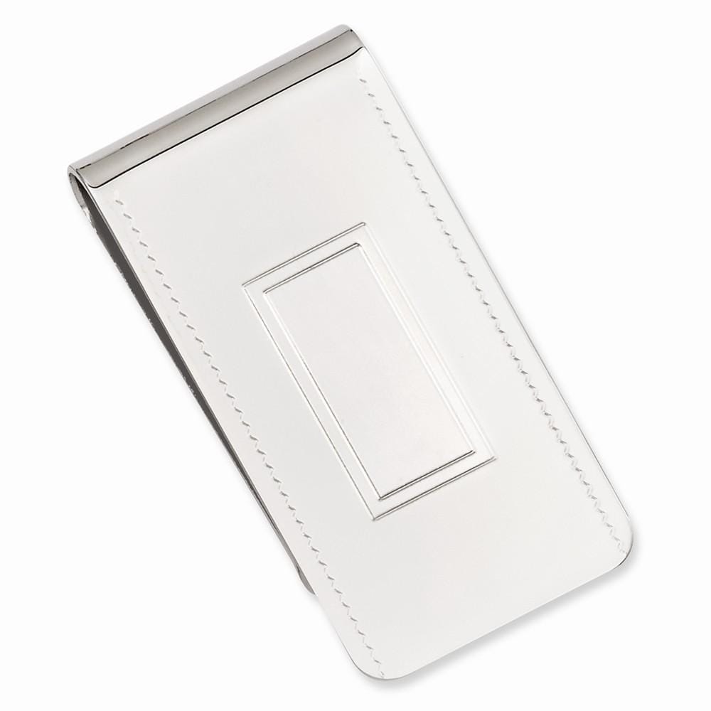 Rhodium Plated with Engravable Area Money Clip