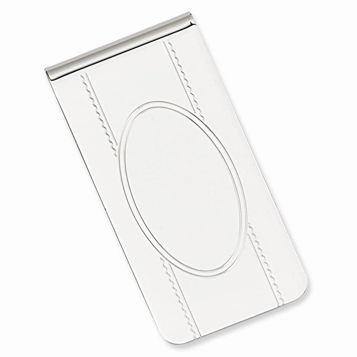 Rhodium Plated with Engravable Area Money Clip