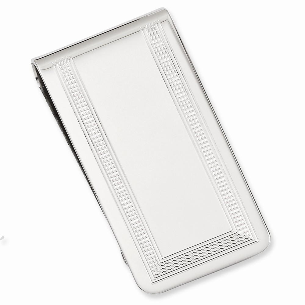 Rhodium Plated with Engravable Area Money Clip