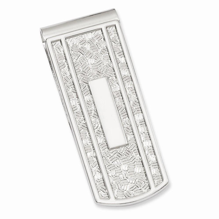 Rhodium Plated with Engravable Area Money Clip