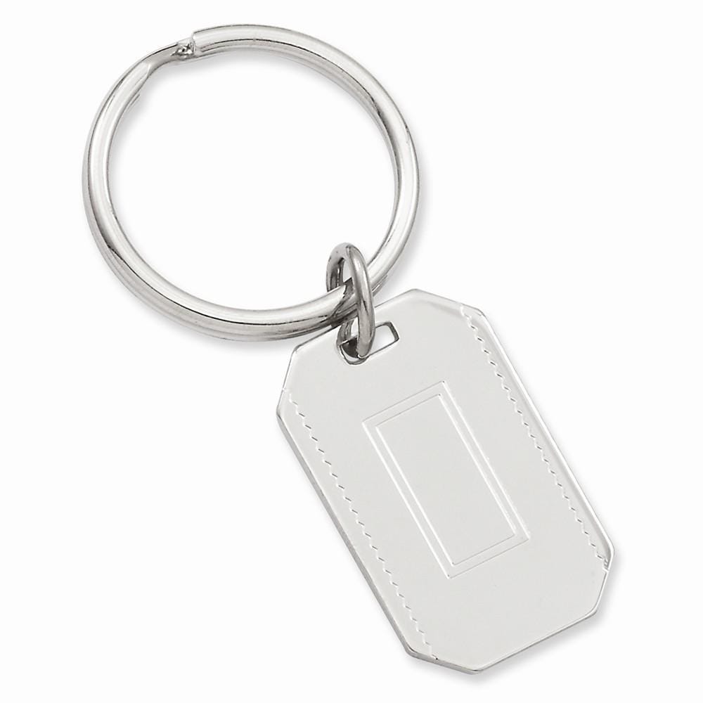 Rhodium Plated with Engraveable Area Key Ring