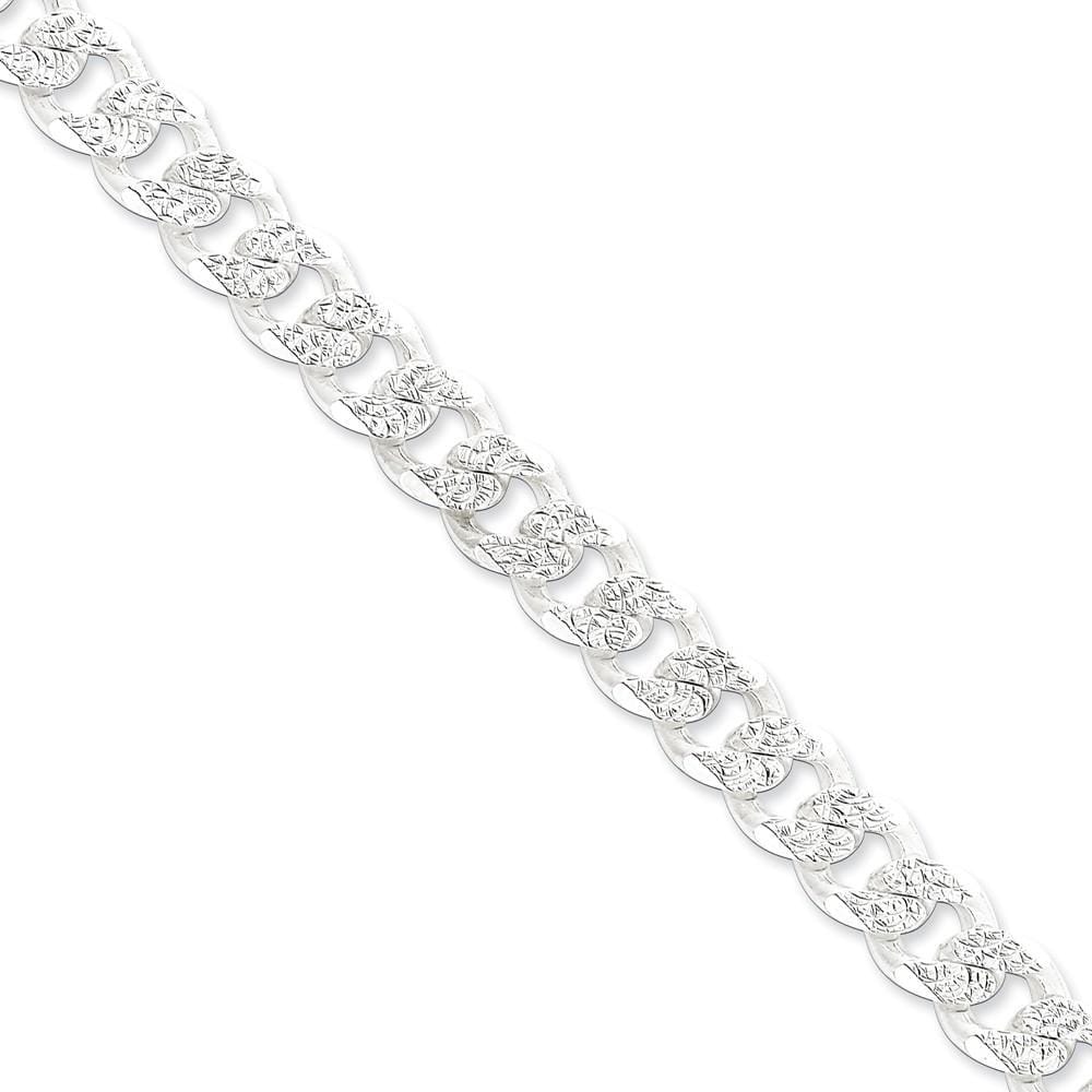 Silver 10.50-mm Solid Pave Link Curb Chain