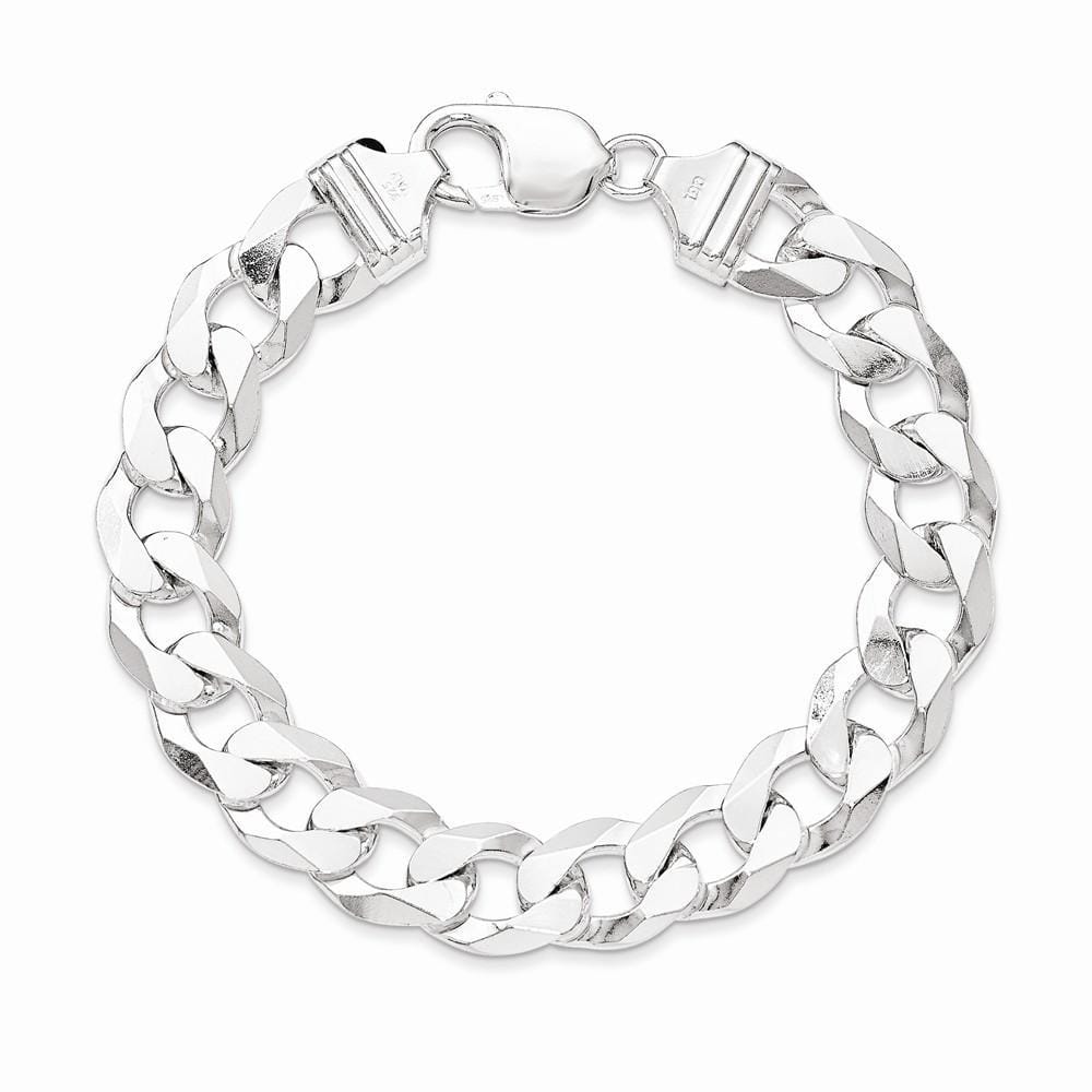 Silver 12.30-mm Solid Beveled Link Curb Chain