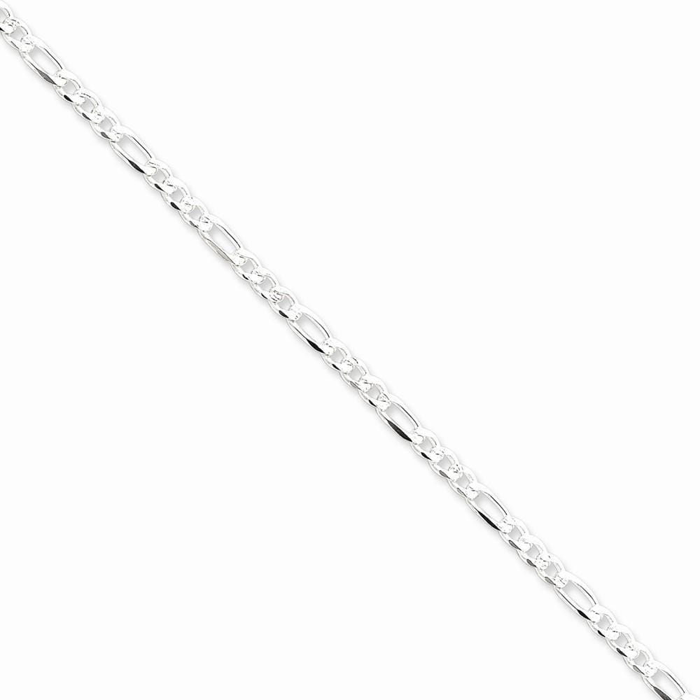 Silver 4.00-mm Solid Pave Flat Figaro Chain