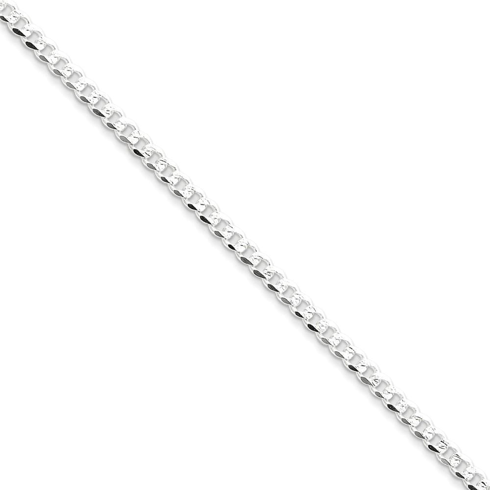 Silver 4.00-mm Wide Solid Pave Link Curb Chain