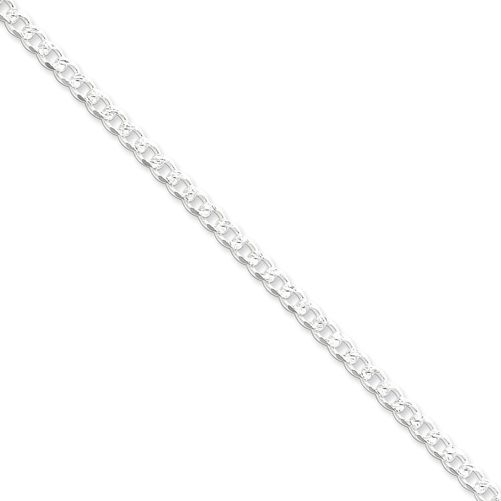 Silver 4.50-mm Solid Pave Link Curb Chain