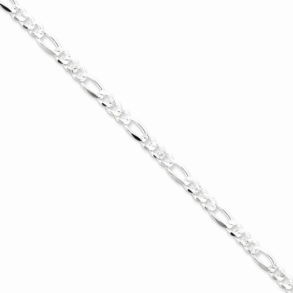 Silver 4.75-mm Solid Pave Flat Figaro Chain