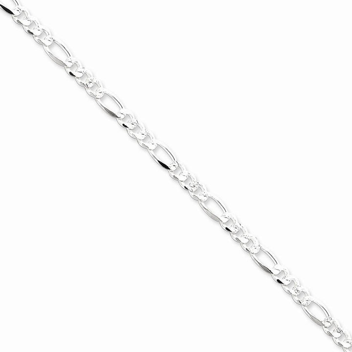 Silver 4.75-mm Solid Pave Flat Figaro Chain